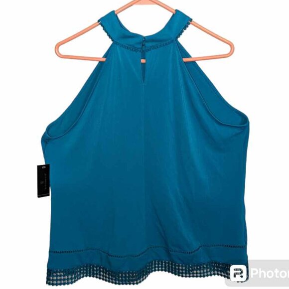 WORTHINGTON women's halter neck top dark teal eyelets embroidery size XL W-138 - Picture 4 of 4